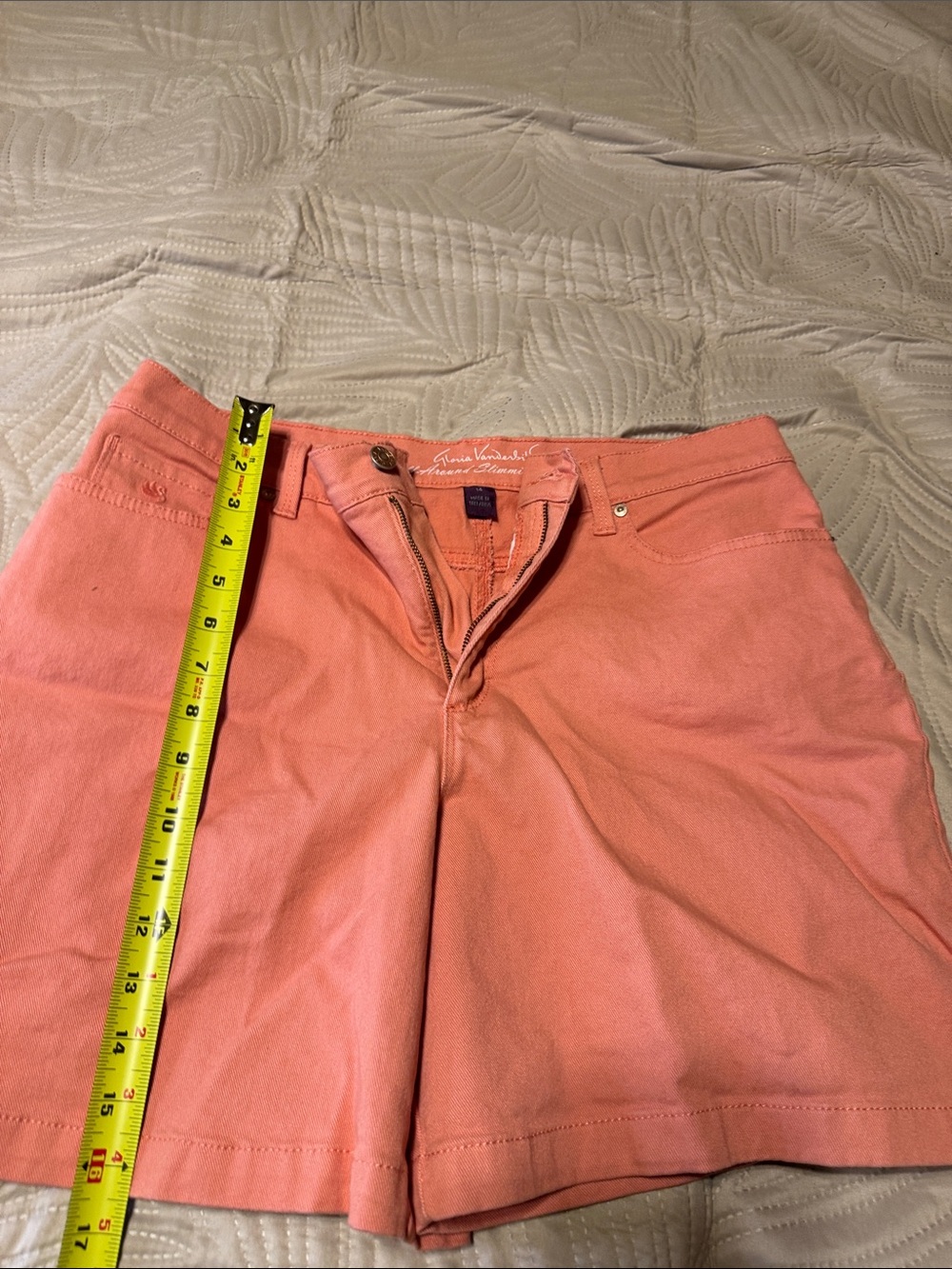 Gloria Vanderbilt Coral Pink Denim Shorts Sz 14